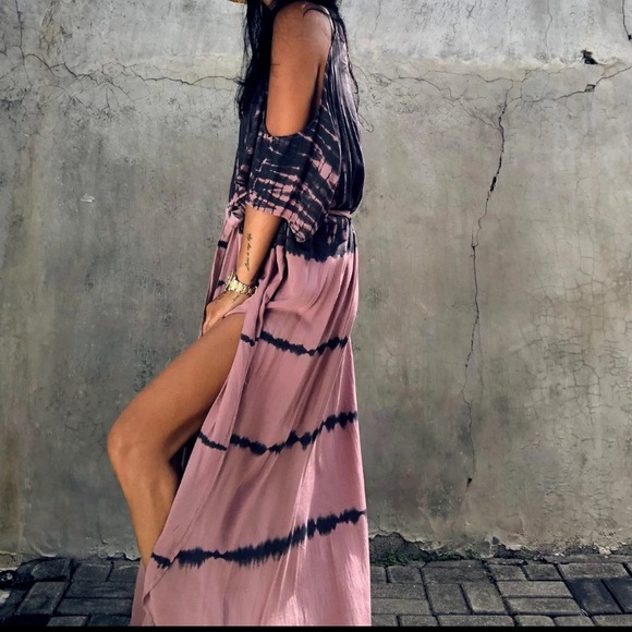 SOLD OUT Tie Dye Cold Shoulder Coverup Maxi Dress - Picture 7 of 8